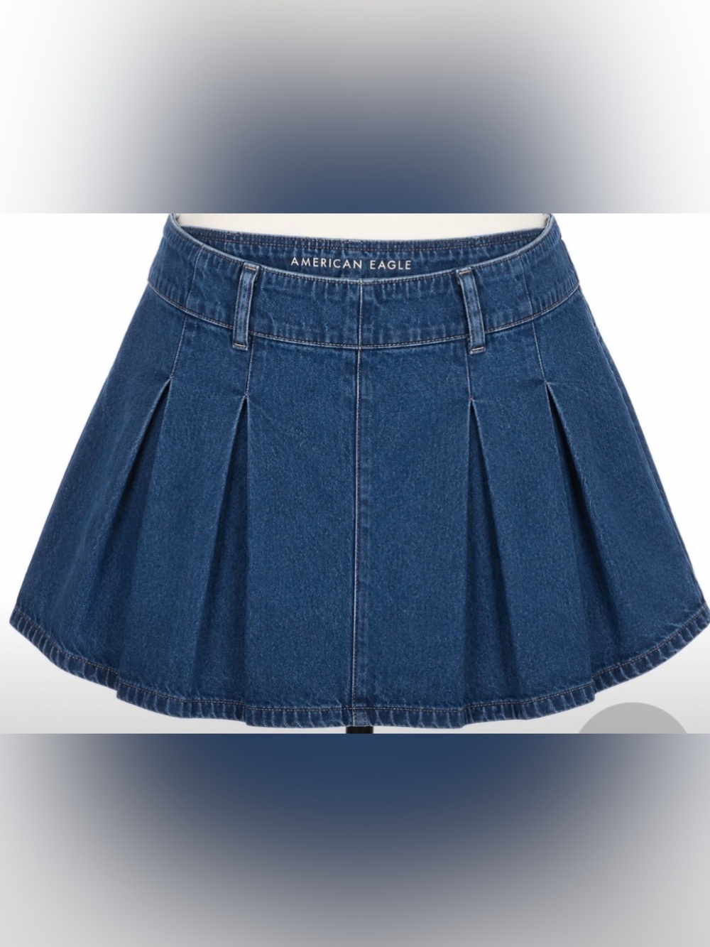 American Eagle Denim Pleated Mini Skirt Dark Wash Y2K Schoolgirl Skater Skort 6